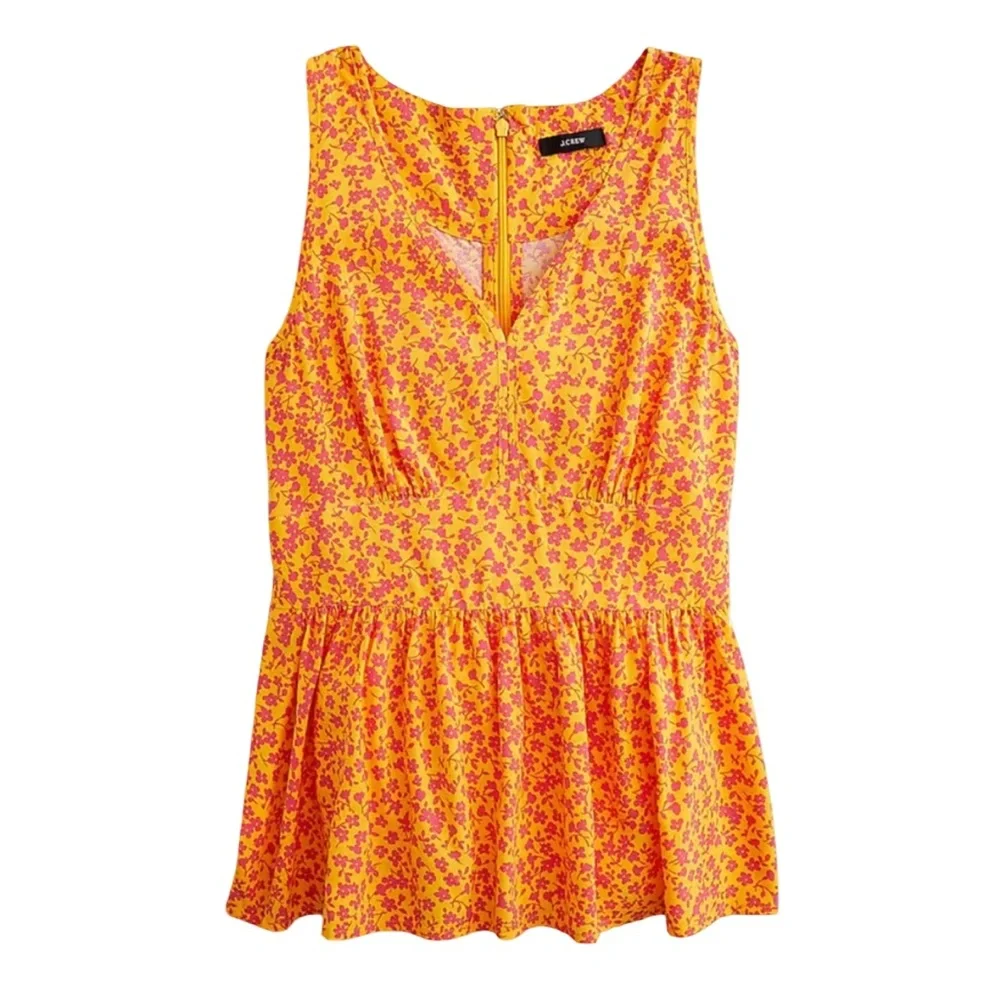 NWT J. Crew Re-Imagined V-Neck Peplum Sleeveless Top Pink Floral Print